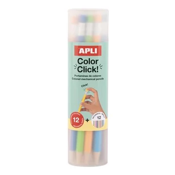 Színes töltőceruza készlet, ceruzatartóban, APLI "Color Click", 12 különböző szín