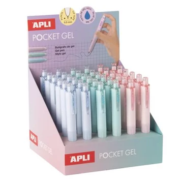 Mini zseléstoll display, 0,5 mm, nyomógombos, APLI "Pocket Gel", vegyes pasztell színek