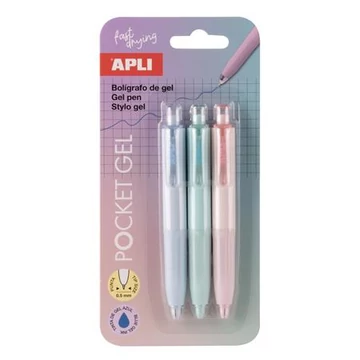 Mini zseléstoll, 0,5 mm, nyomógombos, APLI "Pocket Gel", vegyes pasztell színek