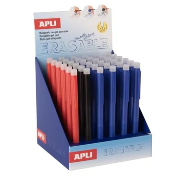 Zseléstoll display, 0,5 mm, nyomógombos, radírozható, APLI "Erasable", vegyes színek