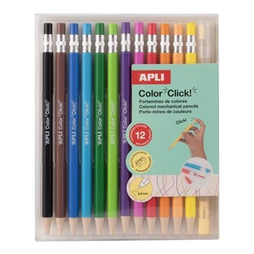 Színes töltőceruza készlet, APLI "Color Click", 12 különböző szín