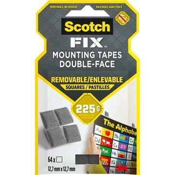 Ragasztó négyzetek, kétoldalas, eltávolítható, 12,7x12,7mm, 3M SCOTCH "Removable", 64db/bliszt