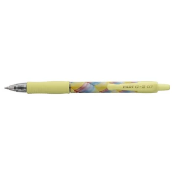 Zseléstoll, 0,32 mm, nyomógombos, sárga tolltest, PILOT "G-2 Flow", kék