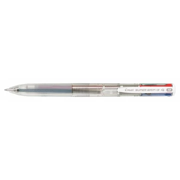 Golyóstoll, 0,27 mm, nyomógombos, négyszínű, PILOT "Super Grip G", áttetsző