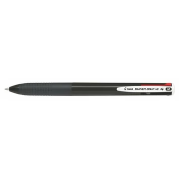 Golyóstoll, 0,27 mm, nyomógombos, négyszínű, PILOT "Super Grip G", fekete