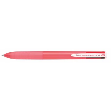 Golyóstoll, 0,27 mm, nyomógombos, négyszínű, PILOT "Super Grip G", rózsaszín