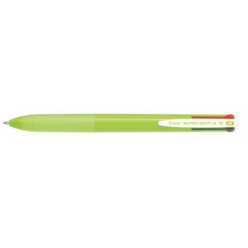 Golyóstoll, 0,27 mm, nyomógombos, négyszínű, PILOT "Super Grip G", világoszöld