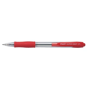 Golyóstoll, 0,27 mm, nyomógombos, PILOT "Super Grip", piros