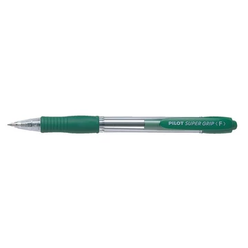 Golyóstoll, 0,27 mm, nyomógombos, PILOT "Super Grip", zöld