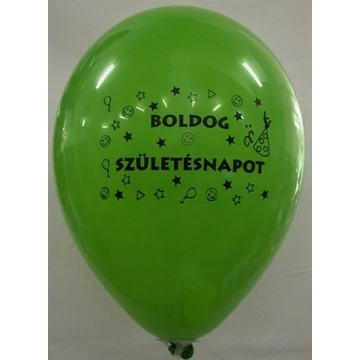 Léggömb, 26cm, két oldalon nyomott "Boldog születésnapot", vegyes szín, 6db/cs