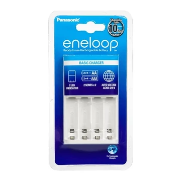Elemtöltő, AA ceruza/AAA mikro, 2/4, időzítő, PANASONIC "Eneloop"