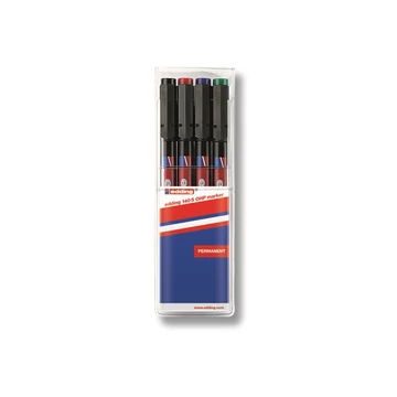 Alkoholos marker készlet, OHP, 0,3 mm, EDDING "140 S", 4 különböző szín