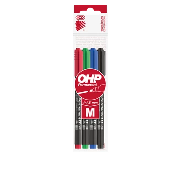 Alkoholos marker készlet, OHP, 1-1,5 mm, M, ICO, 4 különböző szín