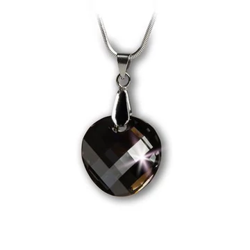 Nyaklánc, kerek formájú, Black Diamond SWAROVSKI® medállal, 18mm ART CRYSTELLA®