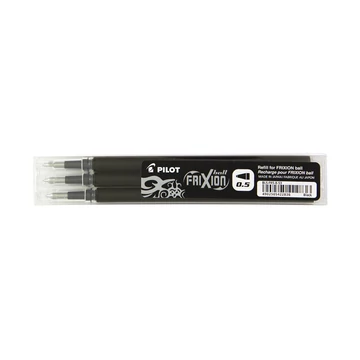 Rollertoll betét, 0,25mm, törölhető, PILOT "Frixion Ball/Clicker", fekete, 3db/cs