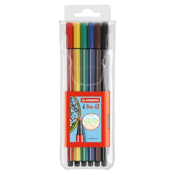Rostirón készlet, 1 mm, STABILO "Pen 68", 6 különböző szín