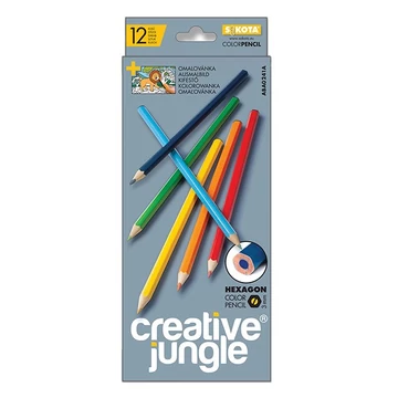 Színes ceruza CREATIVE JUNGLE grey hatszögletű 12db/készlet
