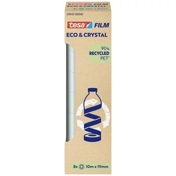 Ragasztószalag, 8 db 19 mm x 10 m, TESA "Eco&amp;Crystal", átlátszó