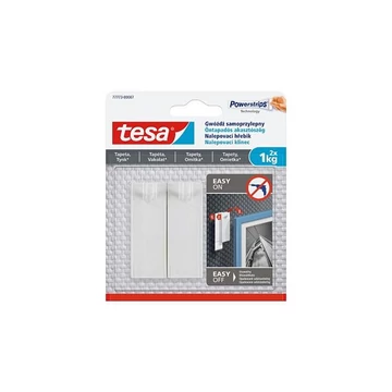 Akasztószög, öntapadós, TESA "Powerstrips®", érzékeny felületre, 2db/bliszt