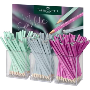 Grafitceruza display, B, háromszögletű, FABER-CASTELL "Sparkle Aurora", vegyes színek