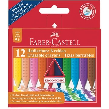 Zsírkréta, háromszögletű, FABER-CASTELL "Grip", 12 különböző szín