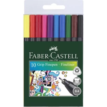 Tűfilc készlet, 0,4 mm, FABER-CASTELL "Grip", 10 különböző szín