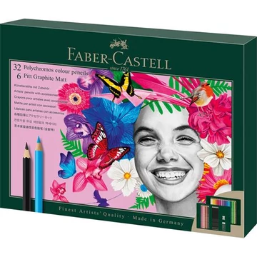 Színes- és grafitceruza készlet, FABER-CASTELL "Polychromos &amp; Pitt Graphite Matt" , 40 db-os szett