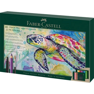 Akvarell ceruza készlet, ecsettel, FABER-CASTELL "Albrecht Dürer &amp; Pitt Artist Pen", 46 db-os szett