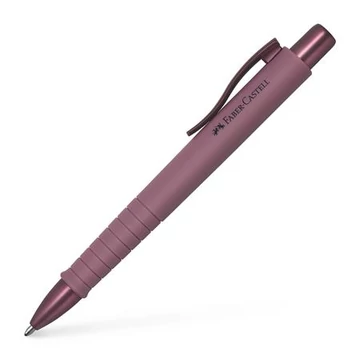 Golyóstoll, 0,7 mm, nyomógombos tolltest, bordó tolltest, FABER-CASTELL "Poly Ball Urban", kék
