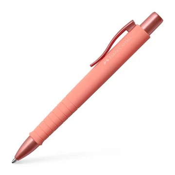 Golyóstoll, 0,7 mm, nyomógombos tolltest, korallpiros tolltest, FABER-CASTELL "Poly Ball Urban", kék