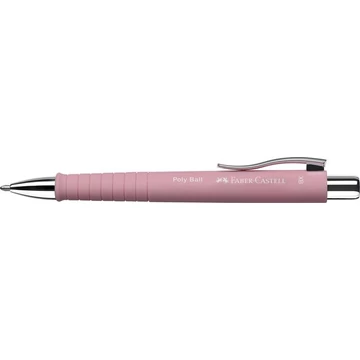 Golyóstoll, 0,7 mm, nyomógombos, FABER-CASTELL "Poly Ball", rózsaszín