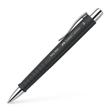 Golyóstoll, 0,7 mm, nyomógombos, FABER-CASTELL "Poly Ball", fekete
