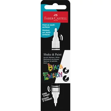 Dekormarker, 1,0/3,0 mm, kétvégű, akril, FABER-CASTELL "Shake&amp;Paint", fehér