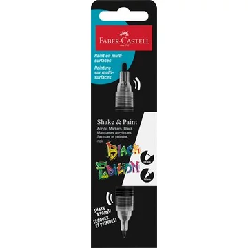 Dekormarker, 1,0/3,0 mm, kétvégű, akril, FABER-CASTELL "Shake&amp;Paint", fekete