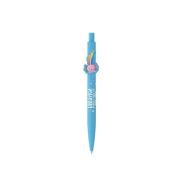 Golyóstoll, 0,8 mm, nyomógombos, kék tolltest, ICO "Axolotl", kék