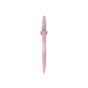 Golyóstoll, 0,8 mm, nyomógombos, rózsaszín tolltest, ICO "Axolotl", kék
