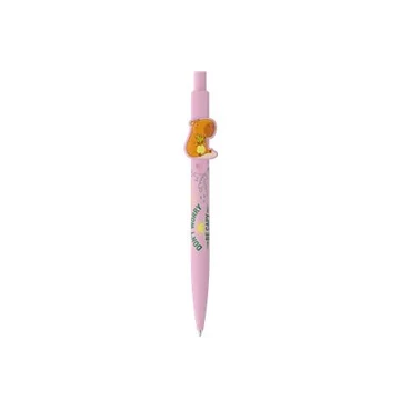 Golyóstoll, 0,8 mm, nyomógombos, ICO "Capybara", pasztell rózsaszín