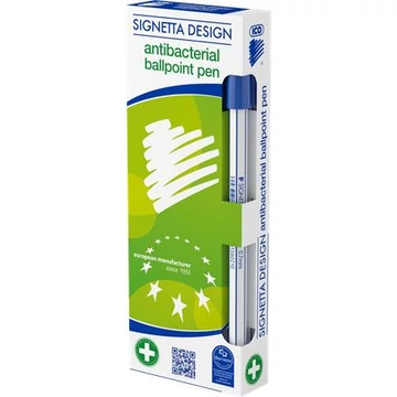 Golyóstoll 0,7mm, kupakos, antibakteriális, ICO "Signetta", kék, 12db/doboz