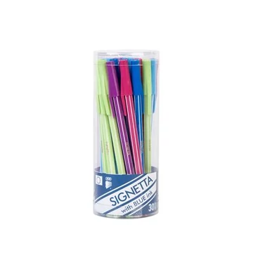 Golyóstoll, 0,7mm, kupakos, henger alakú tartóban, ICO "Signetta Mix", kék, 30db/cs