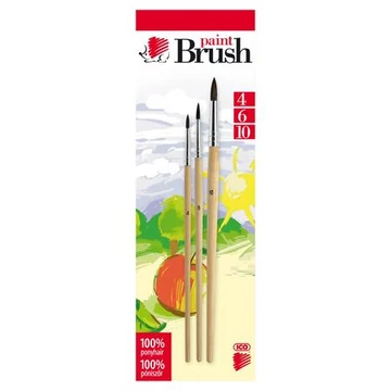 Ecsetkészlet, no. 4-6-10, fa, ICO "Süni", natúr, 3db/bliszt