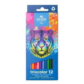 Színes ceruza készlet, háromszögletű, KOH-I-NOOR "Triocolor 3132/12", 12 különböző szín