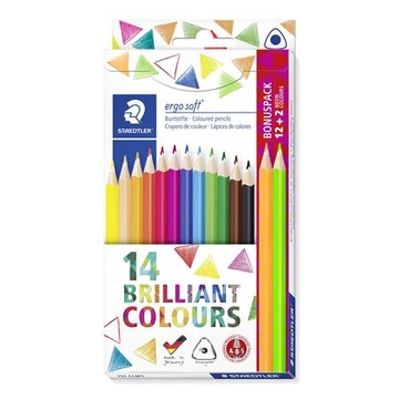Színes ceruza készlet, 3szögletű STAEDTLER "Ergo Soft", 14 különböző szín