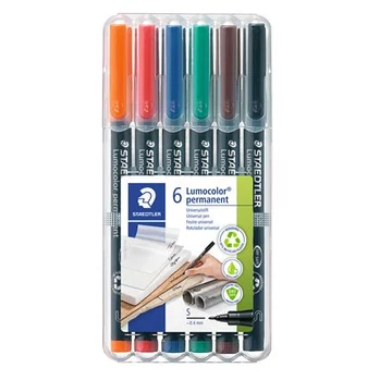 Alkoholos marker készlet, OHP, 0,4 mm, STAEDTLER "Lumocolor 313", 6 különböző szín