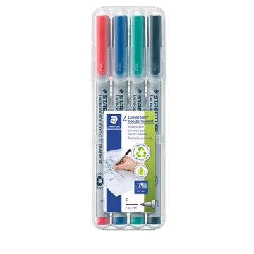 Alkoholmentes marker készlet, OHP, 0,6 mm, STAEDTLER "Lumocolor 316 F", 4 különböző szín