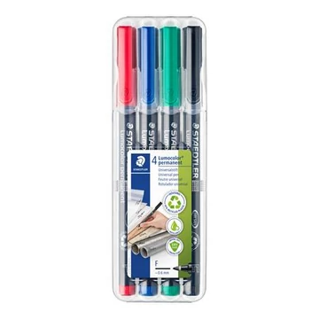 Alkoholos marker készlet, OHP, 0,6 mm, STAEDTLER "Lumocolor 318", 4 különböző szín