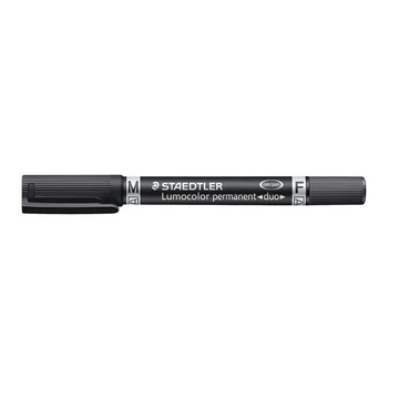 Alkoholos marker, F/M, 0,6/1,5 mm, kúpos, kétvégű, STAEDTLER "Lumocolor Duo 348", fekete