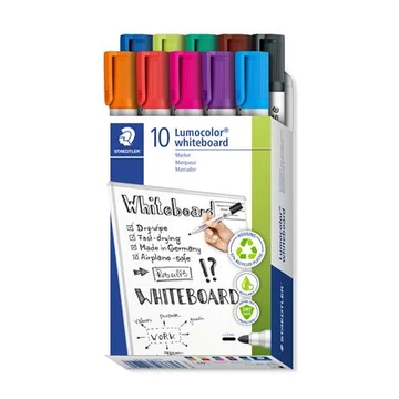Táblamarker készlet, 2 mm, kúpos, STAEDTLER "Lumocolor 351", 10 különböző szín