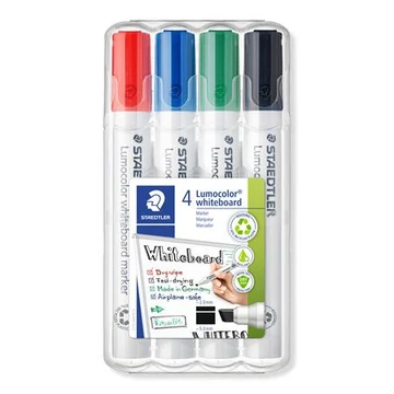 Táblamarker készlet, 2-5 mm, vágott, STAEDTLER "Lumocolor 351 B", 4 különböző szín
