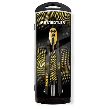Körző készlet, precíziós, 3 darabos, STAEDTLER "Norix® 555", sárga