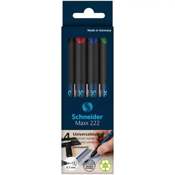 Alkoholos marker készlet, OHP, 0,7 mm, SCHNEIDER "Maxx 222 F", 4 különböző szín